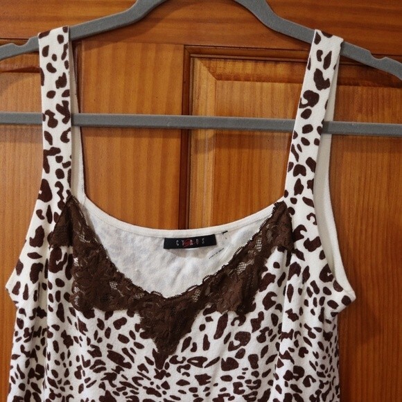 Cypress Animal Print Lace Trim Floral Cami Tank Top LG - Picture 7 of 13